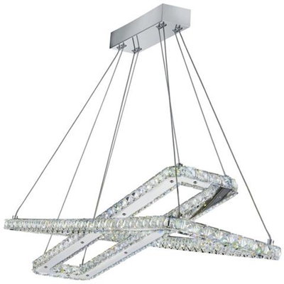 Lampada A Sospensione A Led Integrata Da Soffitto Cromata Con Cristalli