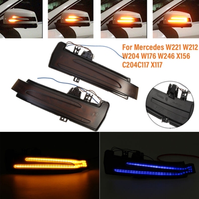 Indicatore di direzione a LED per specchietto laterale per Mercedes W221 W212 W204 W176 W246 X156 C204 C117 X117 Luce: blu + giallo