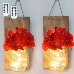 giardino di fiori rosso Mason lampada vaso 2 installato (i modelli originali in legno) modelli di batteria a distanza (senza batterie spediti) precio