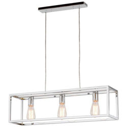 Sospensione Industriale E Retrò A Sospensione Cromata A 3 Luci, E27 en oferta