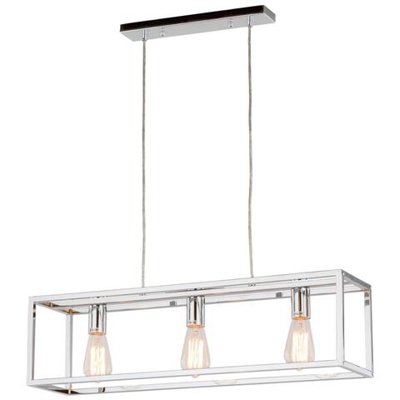 Sospensione Industriale E Retrò A Sospensione Cromata A 3 Luci, E27