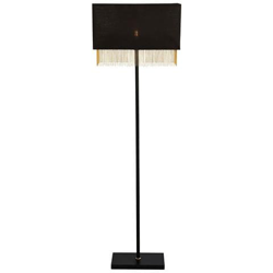 Lampada Da Terra A 1 Luce - Paralume Nero Con Catena Dorata en oferta