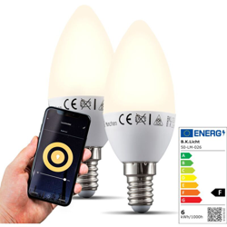 Lampadine LED smart E14, set di 2, dimmerabili con lo smartphone, luce calda 2700K, funzionano con App per iOS e Android, Amazon Alexa, Google Home, precio