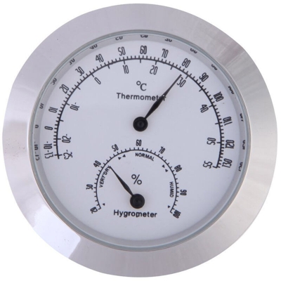 Accessori per violino Termoigrometro Cassa in acciaio inossidabile Movimento tedesco Termometro igrometro,argento - argento