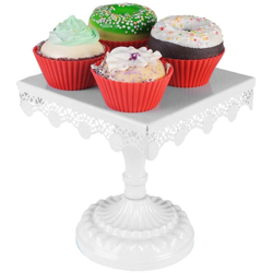 Alzata Alzatina Porta Torta in Metallo 16cm Vassoio Dolci Cupcake Muffin Quadrat en oferta
