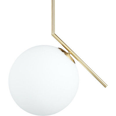 Lampadario a Sfera GLOBI, Lampada in Vetro a Sospensione, D 30cm, Design Midcentury, Attacco E27, bianco-oro