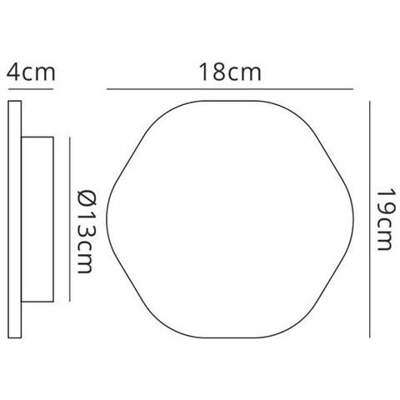 Applique 19,2 Cm Esagonale 12w Led 3000k, 1080lm, Vernice Argento
