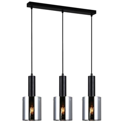 Sospensione Moderna A Sospensione Nera A 3 Luci Con Paralume Fumé, Attacco E27 en oferta