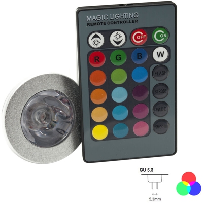 Planetitaly - Faretto led rgb cromoterapia lampada gu5.3 12v 16 colori di luce RGB LED LIGHT