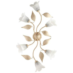 Plafoniera Lampadario Classico Avorio Oro Con Foglie Cm 95 precio