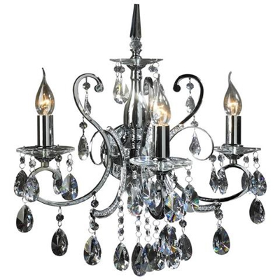 Applique Classica Cromata A 3 Luci Con Paralume In Cristallo, Attacco E14