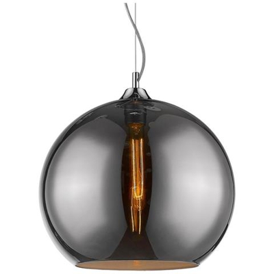 Sospensione Moderna A Sospensione Cromata, Nero 1 Luce Con Cromo, Nero, Paralume In Vetro, Attacco E27
