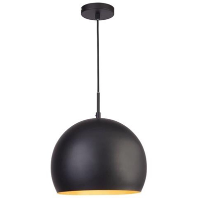 Lampadario 1 Luce Piccolo Nero Opaco, Oro, Attacco E27