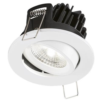 Downlight Inclinabile Led 4000k Bianco Freddo Con Cornice Bianca Fissa, 7w