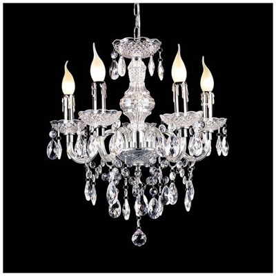 Lampadari Classici Cromati 5 Luci Con Paralume Trasparente, E14