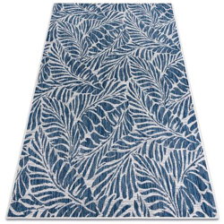 Tappeto Sizal Sion Le Foglie 22151 Tessuto Piatto Ecru / Blu Scuro Toni Blu 200x290 Cm en oferta