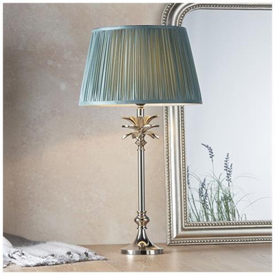 Lampada Da Tavolo Nichel Lucido E Seta Abete 1 Luce Ip20 - E27