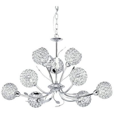 9 Light Multi Arm Flower Design Ciondolo A Soffitto Flower Design Chrome, Glass Nine, G9