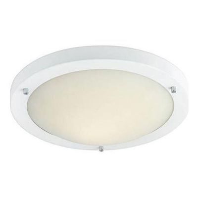 Plafoniera A 1 Luce Bianco Opaco, Vetro Opalino Ip54, E27