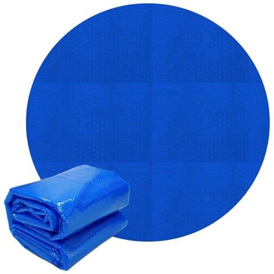 Piscina Solare Rotonda, Ø 5,5 M, Blu, In Lamina Di Pe Con Camere D'aria