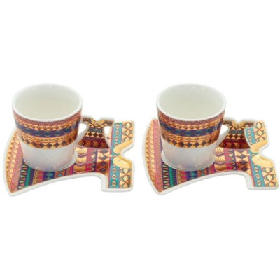 Casa Collection - Confezione 6 Tazzine da Caffe' con Piattino Arabian New Bone China