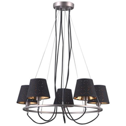 Lampada A Sospensione Industriale E Retrò Cromata, Nichel Satinato A 5 Luci Con Nichel Satinato, Paralume Cromato, E14 precio