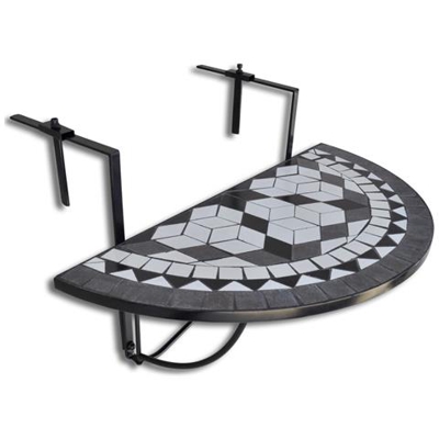 Mosaico Balcone Tabella D'attaccatura Semicircolare Nero Bianca