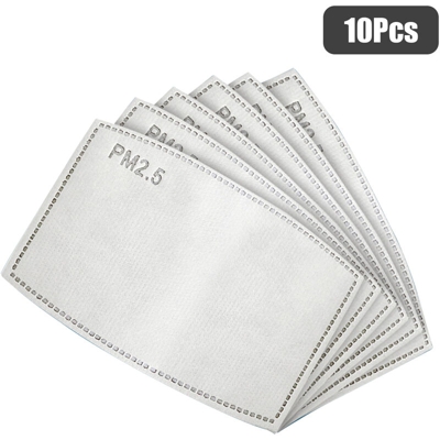 Filtro a carboni attivi PM2,5 grigio (10 pezzi) Elemento filtrante protettivo monouso a 5 strati Guarnizione maschera