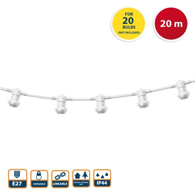 Catenaria ip44 prolungabile 20m 20 attacchi e27 party light bianco