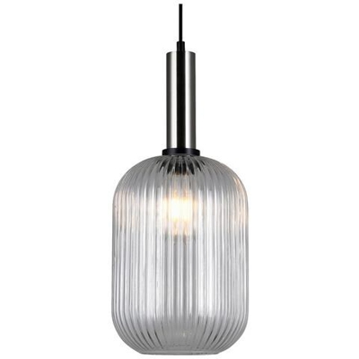 Lampadario Moderno A Sospensione Nichel Satinato 1 Luce Con Paralume Trasparente, Attacco E27