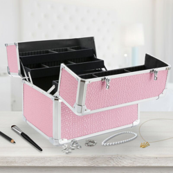 Beauty Case Make up Valigia Porta Trucco Portagioie Portagioielli Grande Rosa en oferta