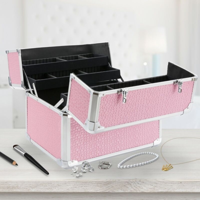 Beauty Case Make up Valigia Porta Trucco Portagioie Portagioielli Grande Rosa