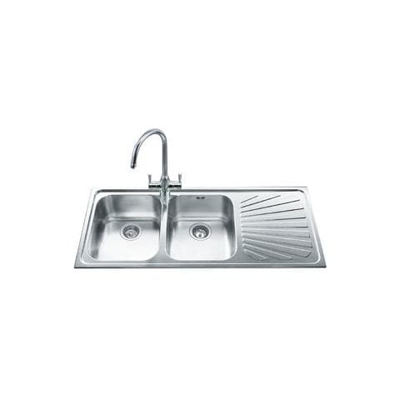 Lavello SP116D 2 Vasche Gocciolatoio a Destra Dimensioni 116 x 50 cm Colore Inox Serie Alba
