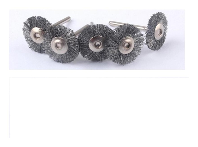 Rosver - 5pz - Mini spazzola a disco D.25 - gambo 3mm in acciaio x dremel mini trapano