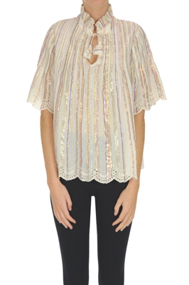 Metallic effect stripes blouse