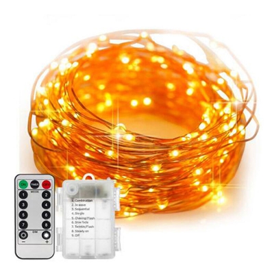 cassa di batteria 3AA otto rame funzionale Luce della stringa 10m100led remoto luci decorative 100 Lampada da esterno bianco caldo classico