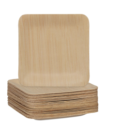 Piatti in Bambù, Set da 25 Stoviglie Usa e Getta, 8,5 x 8,5 cm, Quadrati, Monouso, Compostabili, naturale precio