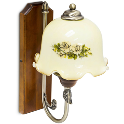 Relaxdays - Applique con Decorazione Floreale, Vetro/Legno, Bianco, 27 x 19.5 x 35 cm precio