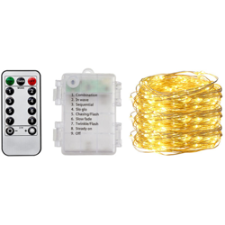 All'aperto Natale luci principali contenitore di batteria impermeabile luce della stringa di rame a distanza, luce bianca calda della cassa della características