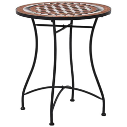 Tavolino Da Bistrot Con Mosaico Marrone 60 Cm In Ceramica características