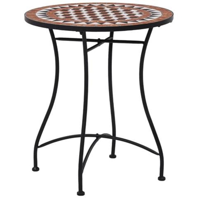 Tavolino Da Bistrot Con Mosaico Marrone 60 Cm In Ceramica