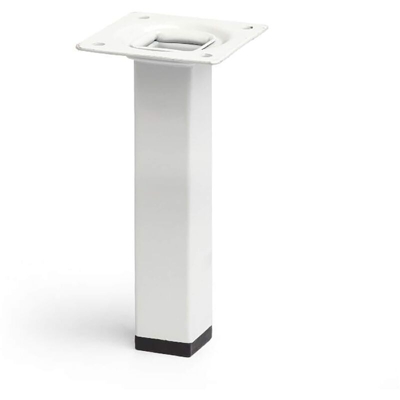gamba quadrata stile moderno per mobili bassi. Altezza di 15 cm. Realizzata in acciaio con finitura bianco. Per il bricolage e il DIY. Misure