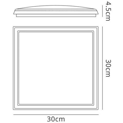 Soffitto A Led, Quadrato 30 Cm, 18 W, 4000 K, 1700 Lm, Ip65, Bianco