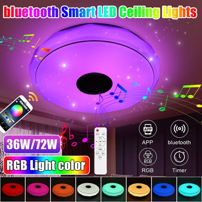 34cm 36W moderna plafoniera musicale a LED altoparlante bluetooth RGB Plafoniera per interni con telecomando + app