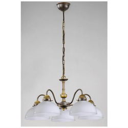 Lampadario A 5 Bracci In Vetro Stile Cottage In Ottone Antico Opaco, 5x E27 precio