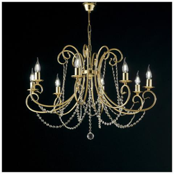 Lampadario In Ferro Dorato 8 Luci Con Strass Ottagonali Barocco precio
