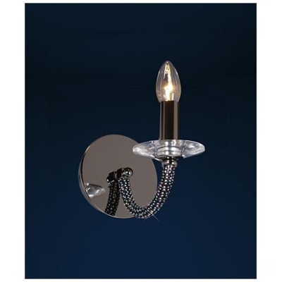 Applique Switched 1 Lume Di Candela Nero Cromo, Cristallo