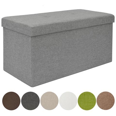 Panca Contenitore 76x38x38cm 80l Pieghevole Imbottita Grigio Chiaro
