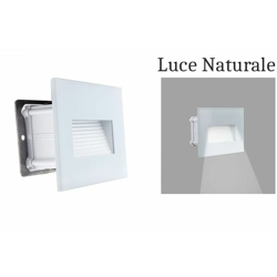 B&s - Segnapasso led 4w luce naturale rettangolar bianco cornice vetro faretto interno en oferta