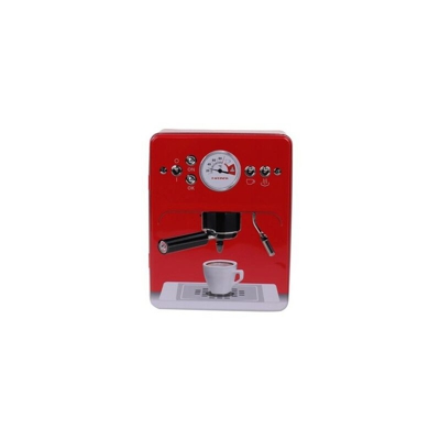 Casa Collection - Scatola Rettangolare Macchina Caffe' 3D in Latta Rosso